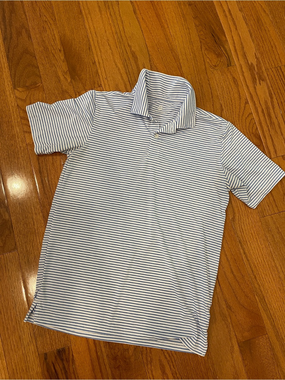 The Class Club Boy's Blue White Stripe Short Sleeve Polo Shirt Size 18/20